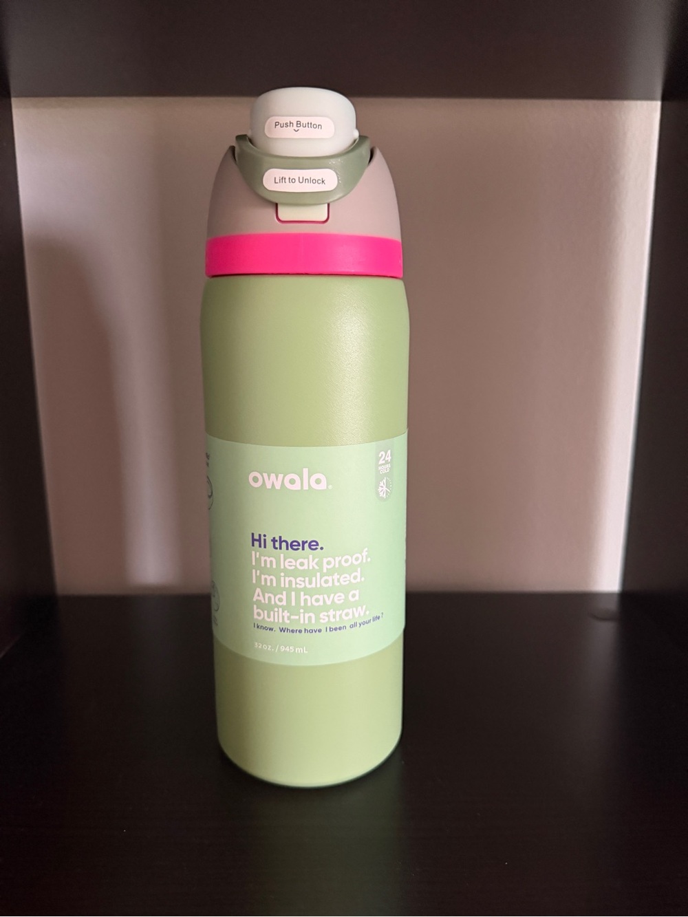 owala 32oz freesip avocado green insulated stainless steel water bottle